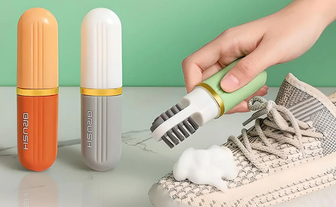 Compact Soap Dispensing Scrub Brush