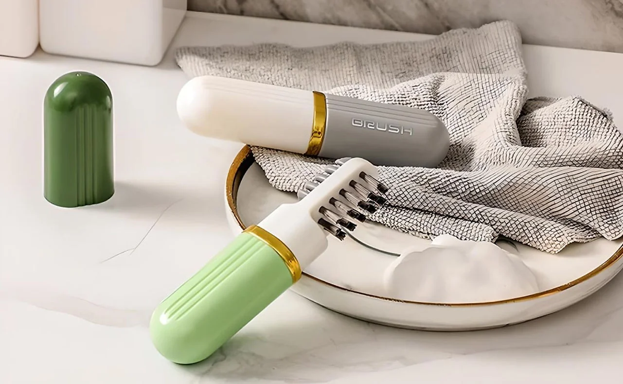 Compact Soap Dispensing Scrub Brush